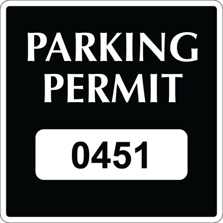 Lustre-Cal Static Cling Parking Permit Black 3in x 3in  Square Serialized 450-500, 50PK 253745SCL1KSq0451